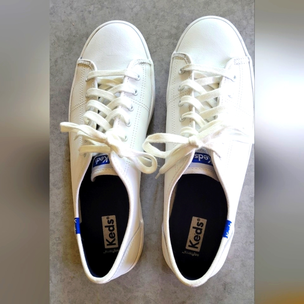 Keds Women's Kickstart White Leather Sneakers Size 10